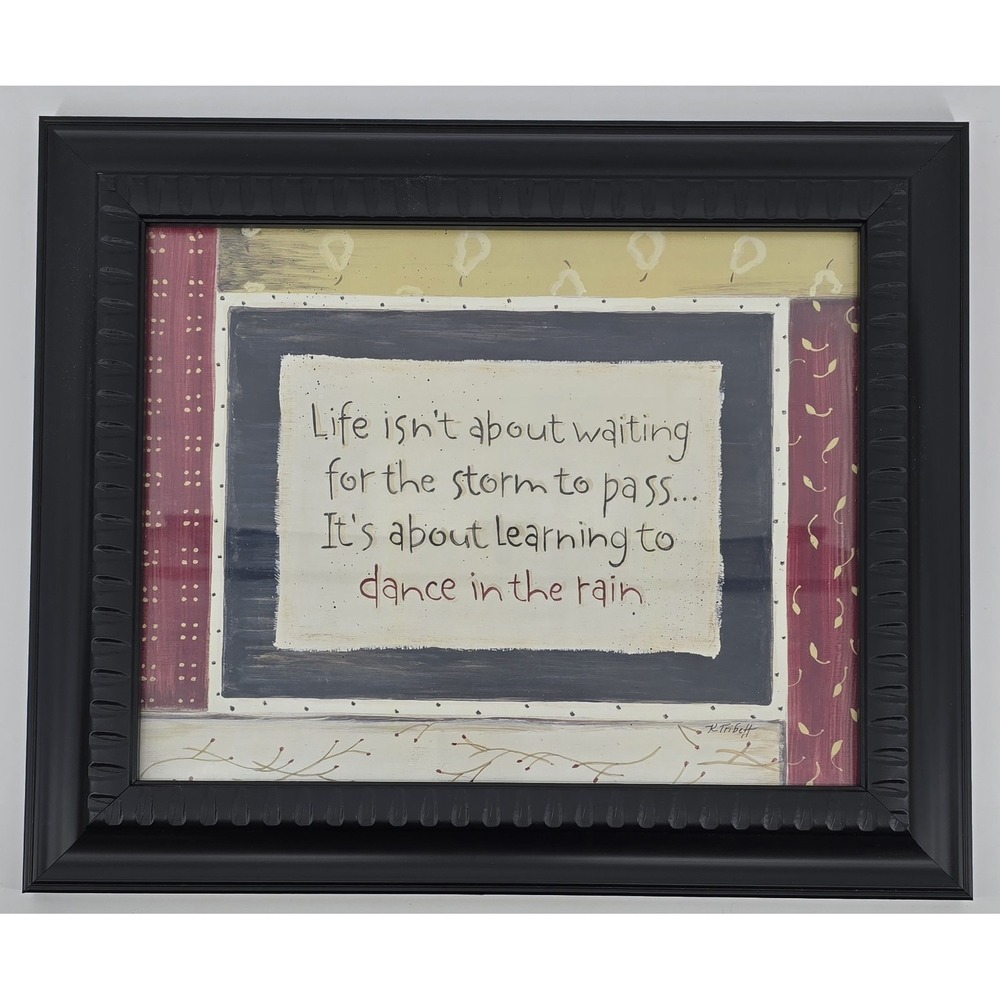 Vtg 90s Wall Hanging Learning to Dance In‎ The Rain Inspirational 17.5x14.5"